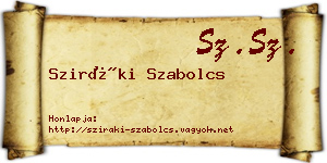 Sziráki Szabolcs névjegykártya